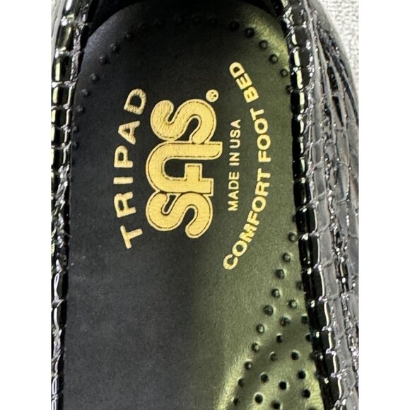 SAS women's size 7.5 M black patent leather comfort slip on loafers Alligator pr - Picture 3 of 16